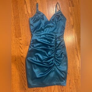 Emerald Sundae Teal Ruched Dress